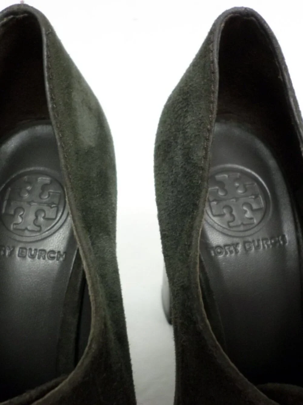 TORY BURCH Forest Green Suede Leather Block Heel Lace-up Ankle Boots Pumps 7